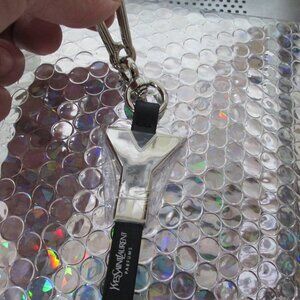 YSL Yves Saint Laurent Keychain Black w/Silver clip & accents New In sealed pack